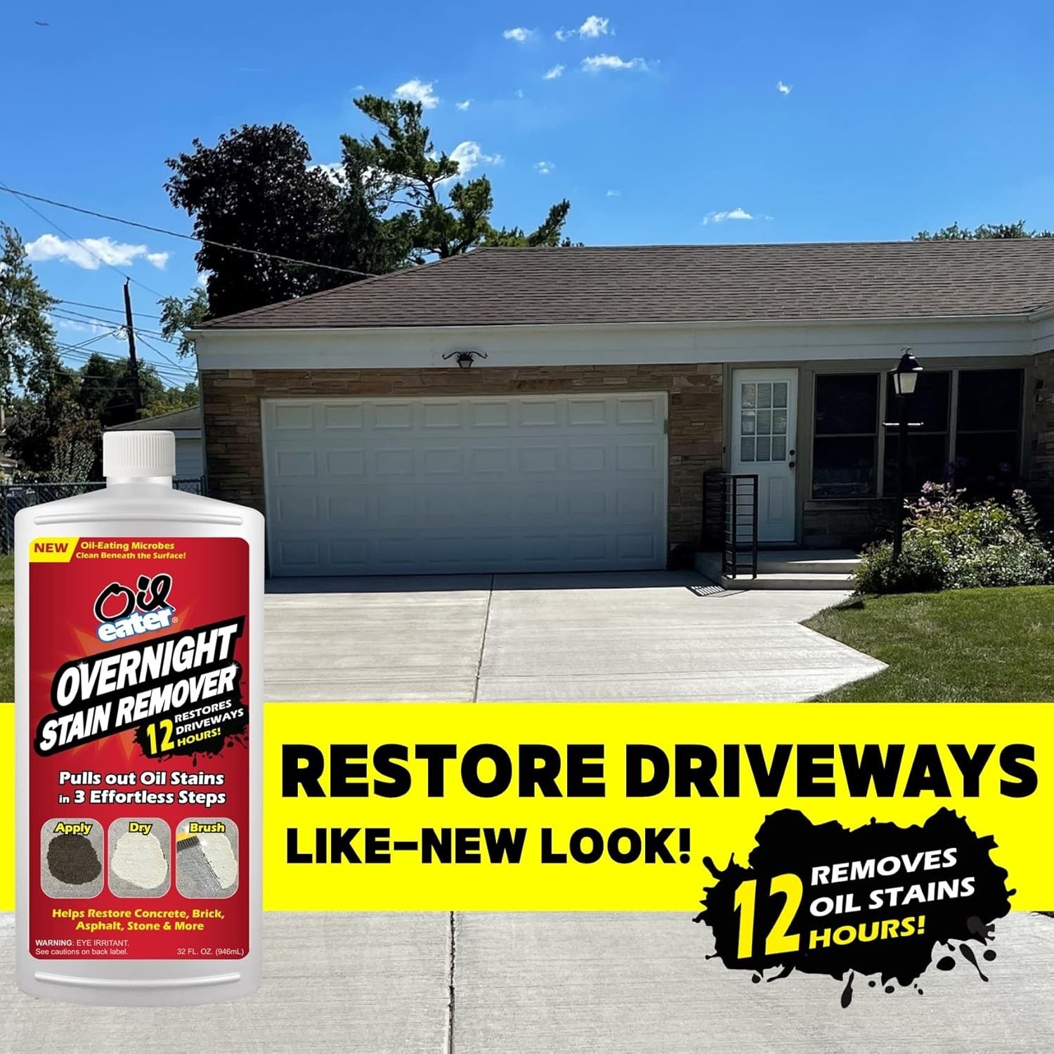 Overnight Stain Remover for Cleaning Oil Stains on Concrete, Driveway, Pavers…