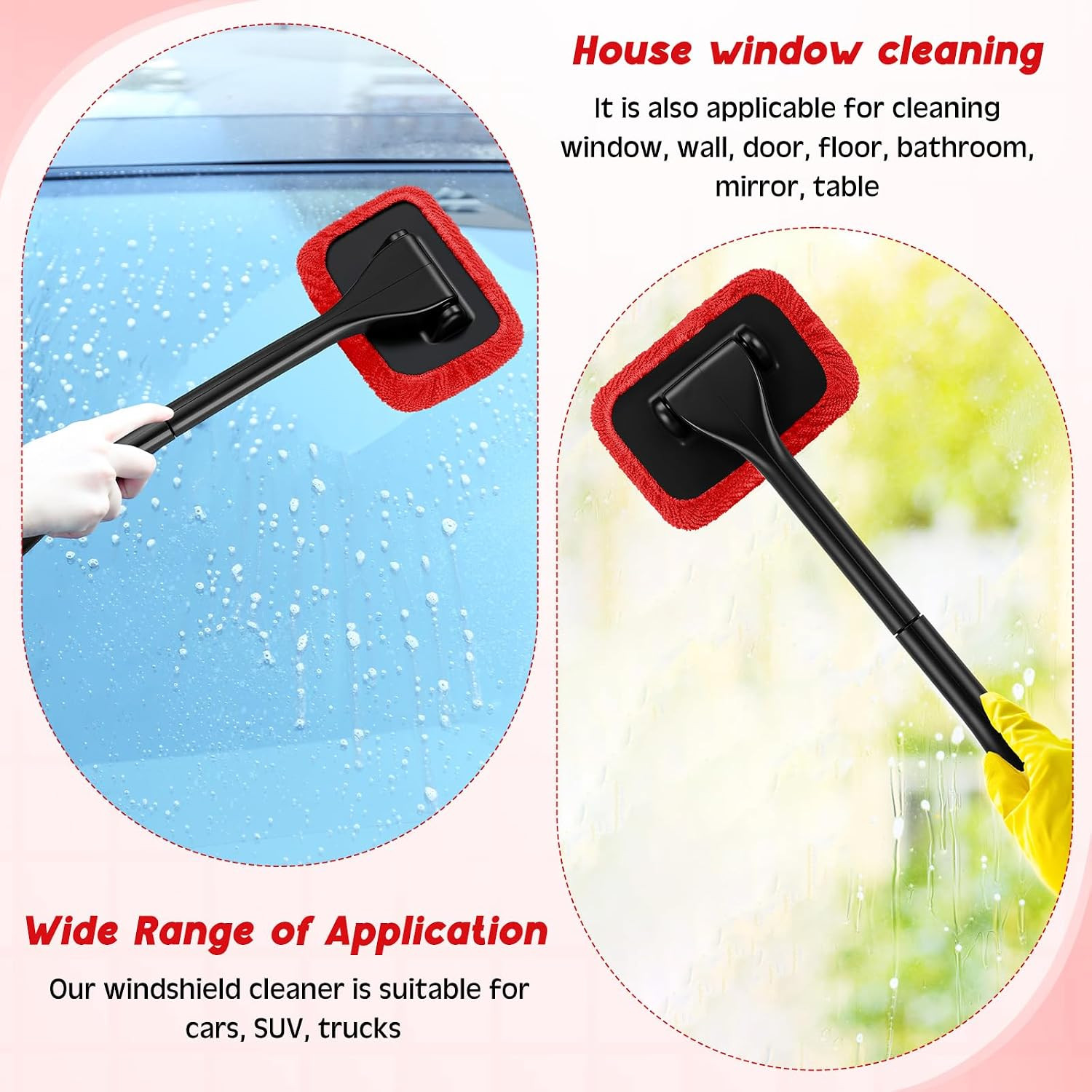 8 Pcs Car Windshield Cleaner Tool Kit with Removable Handle, Microfiber Towel Pa