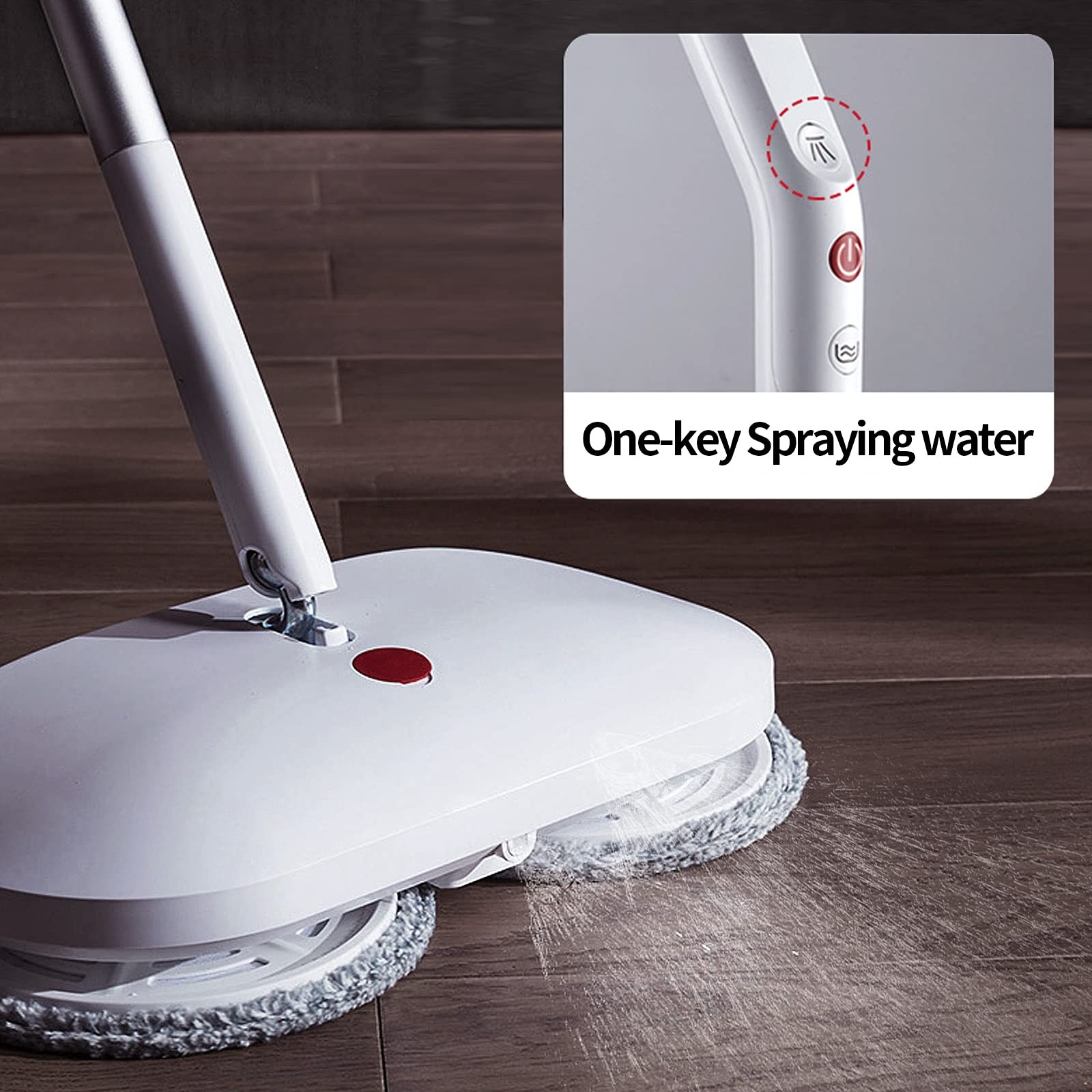 Cordless Electric Spin Mop Power Mop with 4 Floor Scrubber Pads/Automatic Cle…