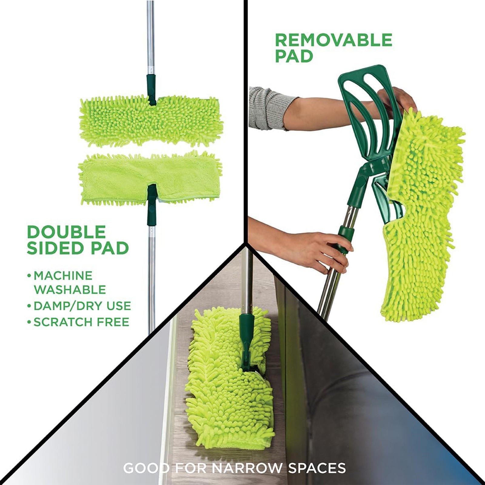 Pine-Sol Broom & Mop Floor Cleaning Set, 7 Piece Kit w/ Wall Mount Storage Rack