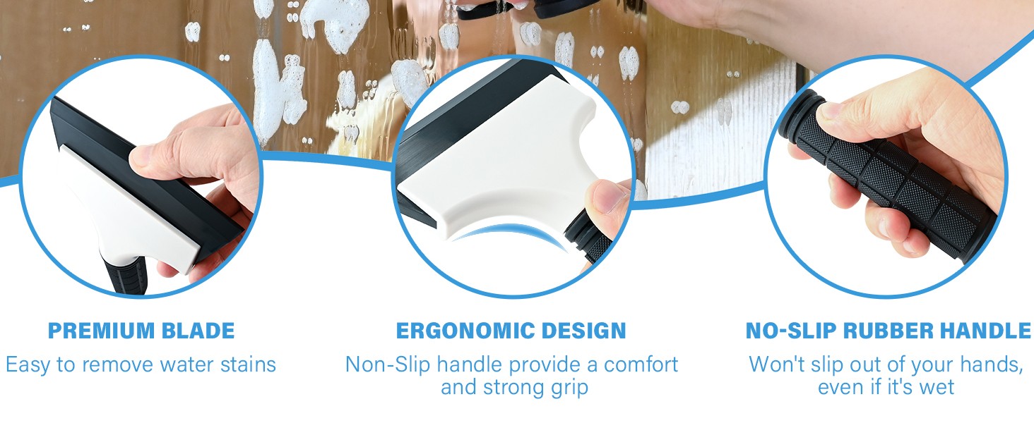 2PCS Small Rubber Squeegee Ice Scraper Window Shower Squeegee,Auto Water Blade