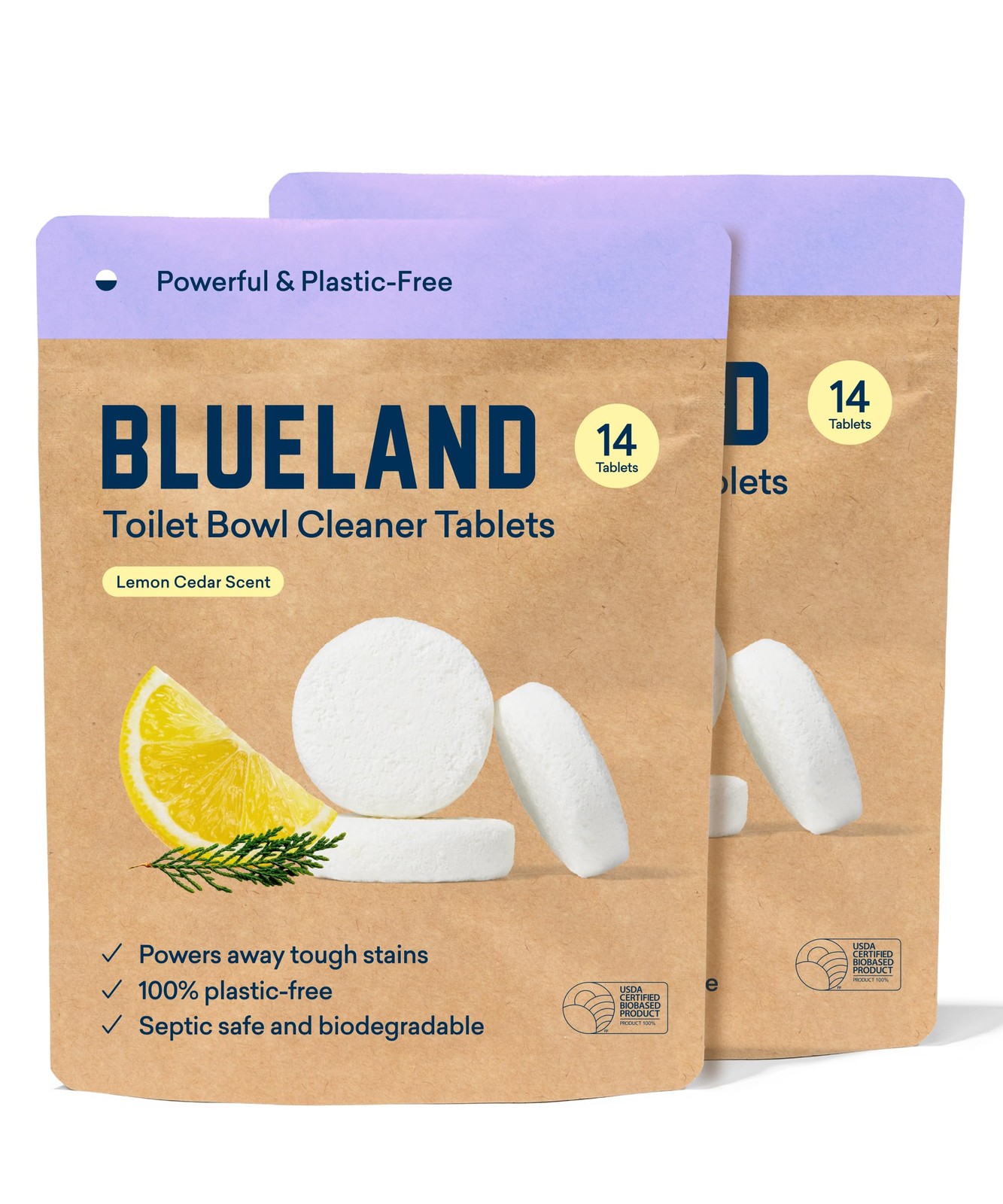 Toilet Bowl Cleaner Tablets, 28 Count, Lemon Cedar, Plastic-Free, No Harsh Ch…