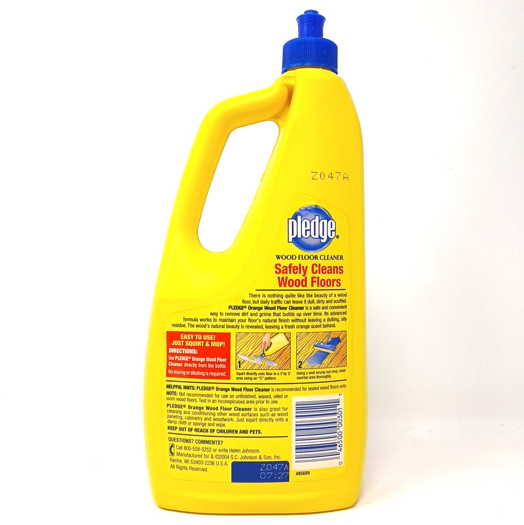 Pledge Wood Floor Cleaner Orange 32 Fl Oz SC Johnson Full Bottle
