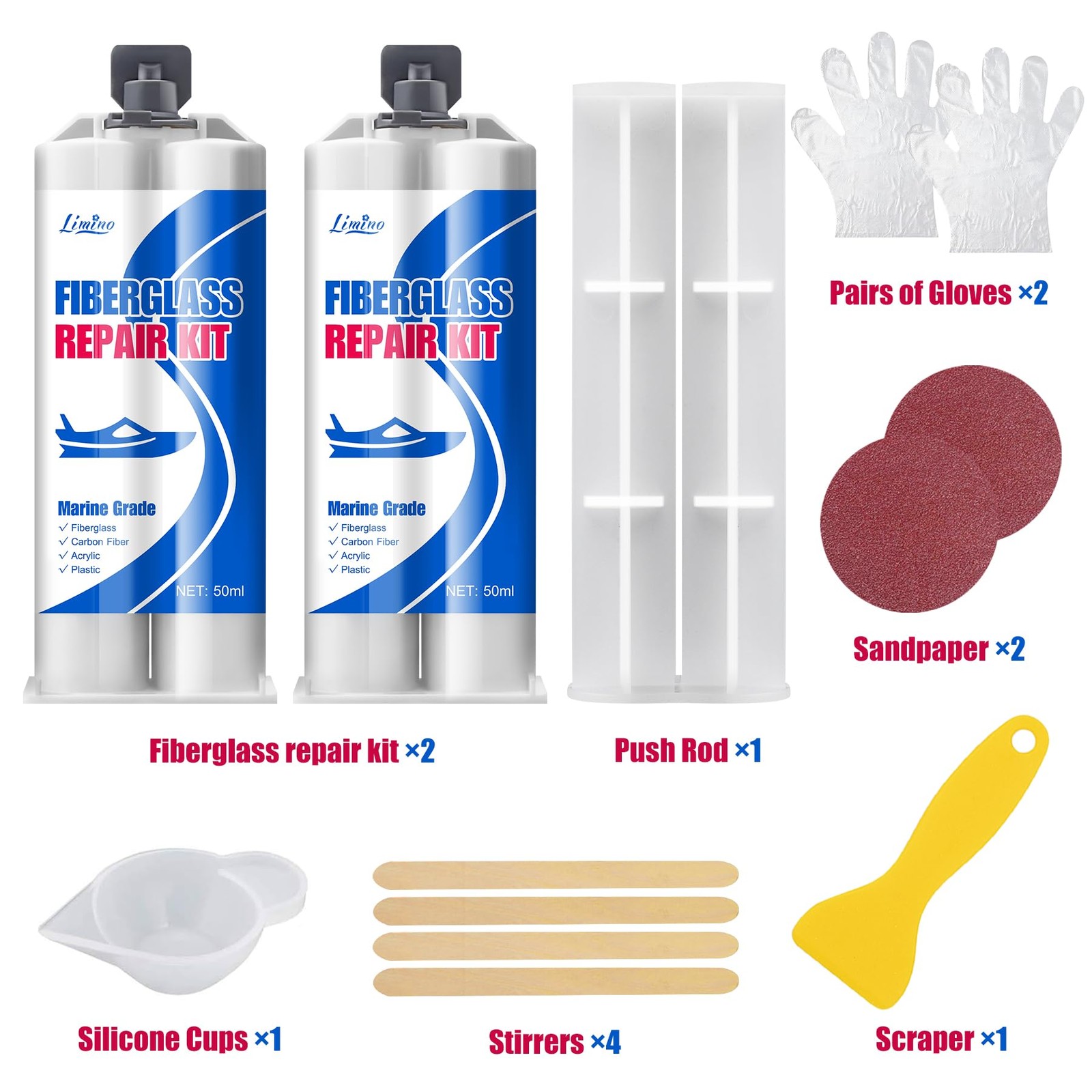 Marine Fiberglass Repair Kit 100ml Fiberglass Resin Filler for Fiberglass Ba…