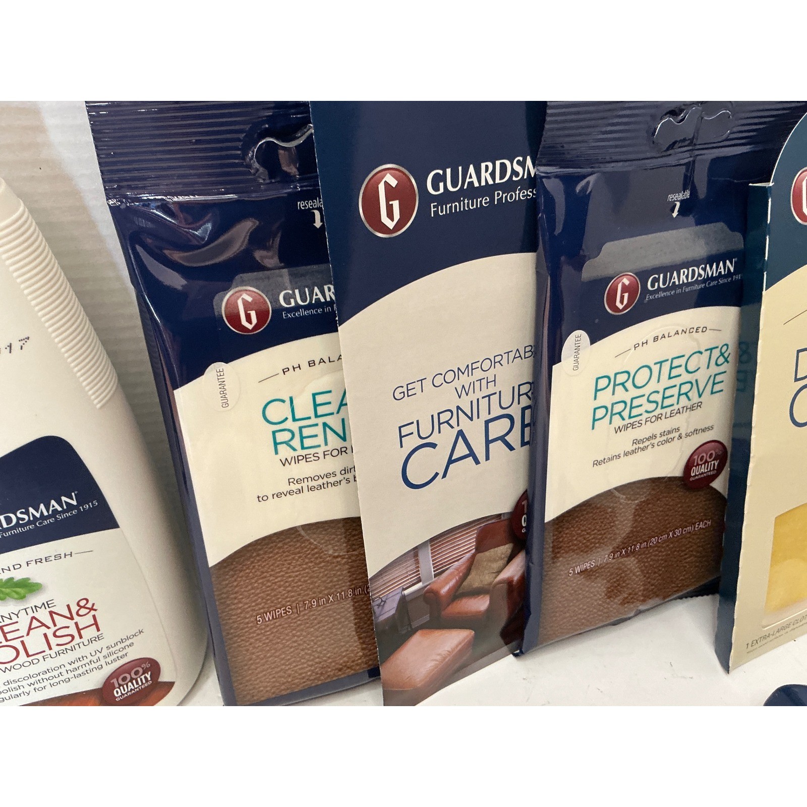 Guardsman Furniture Care Starter Kit Wood Polish Leather Wipes Dusting Cloth Set