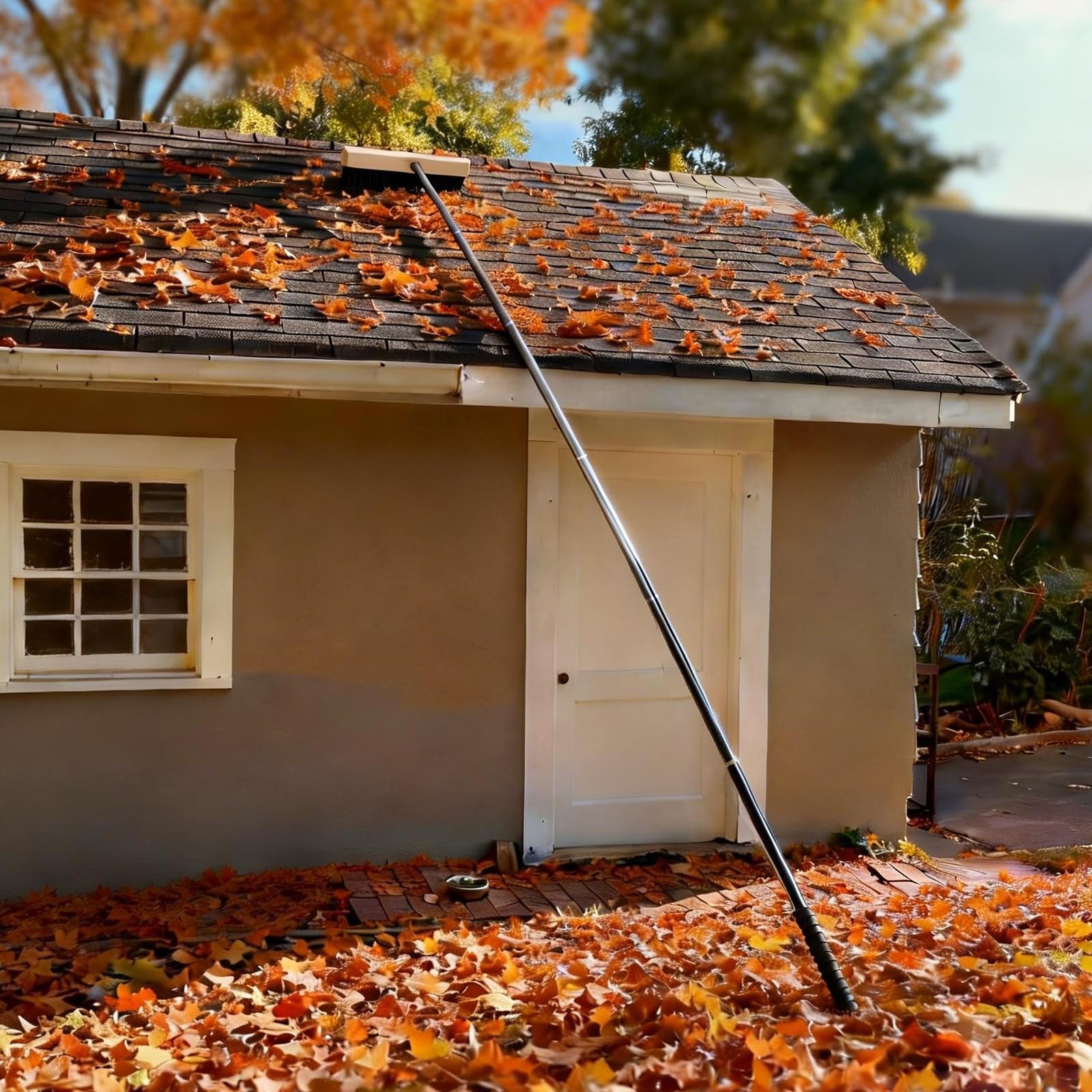 Leaf Roof Brush Cleaning Kit, Stainless Steel Pole (Extends 2ft to 16.5ft), I…