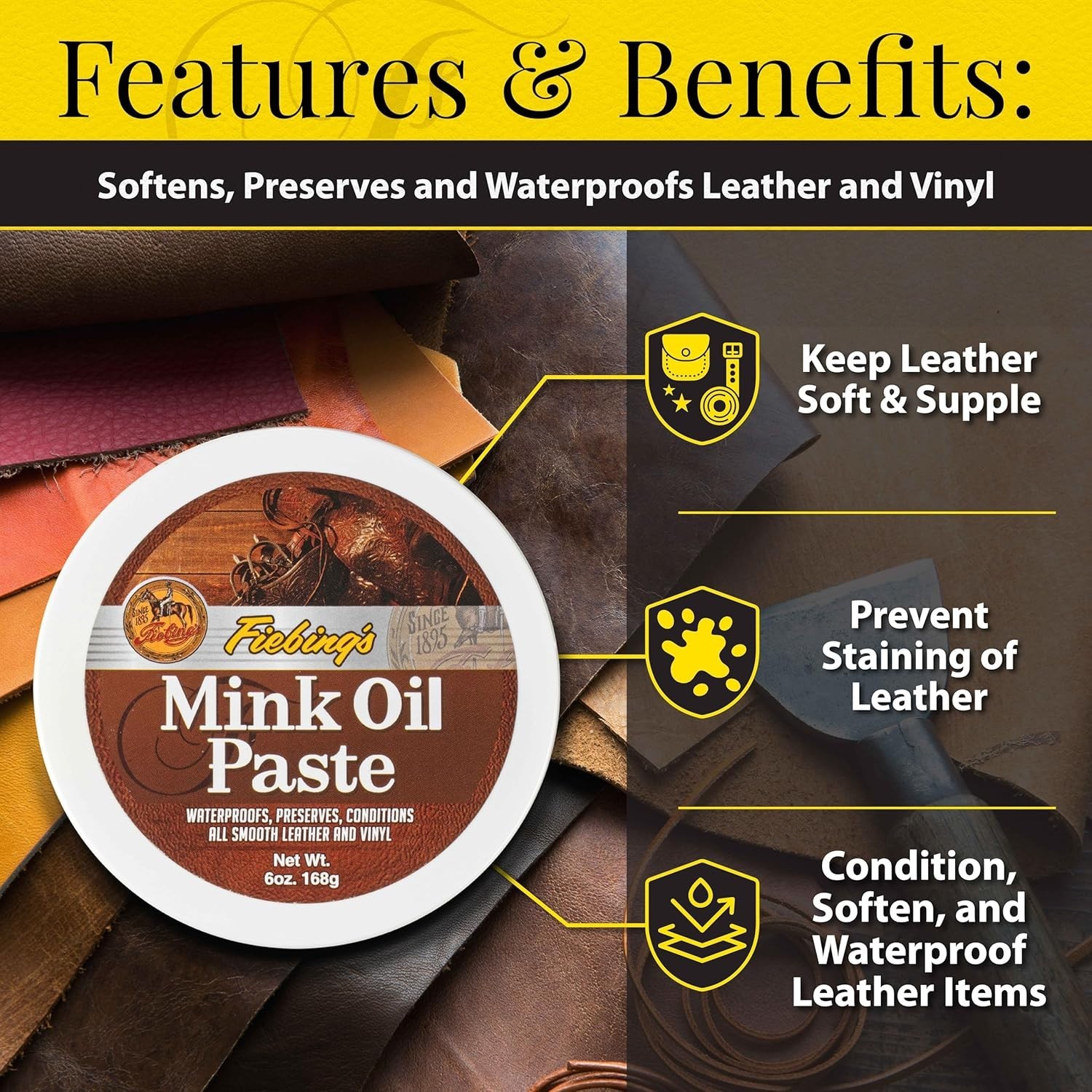 6 oz Mink Oil Leather Cleaner & Conditioner – Waterproof, Softens & Preserves