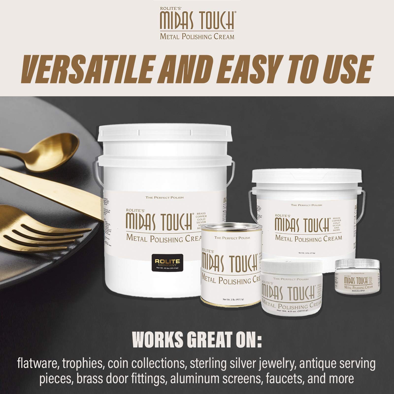 Midas Touch Metal Polishing Cream 2 Pack 4.5 Oz Each for Silver Gold Brass Co…