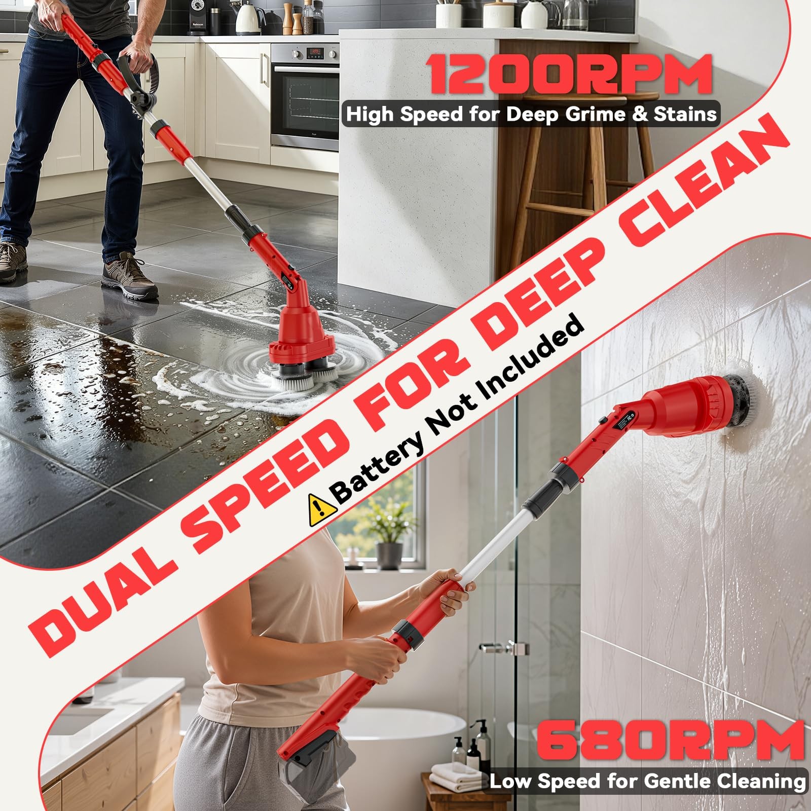 2 in 1 Electric Spin Scrubber Compatible with Milwaukee 18V Battery (Tool Onl…