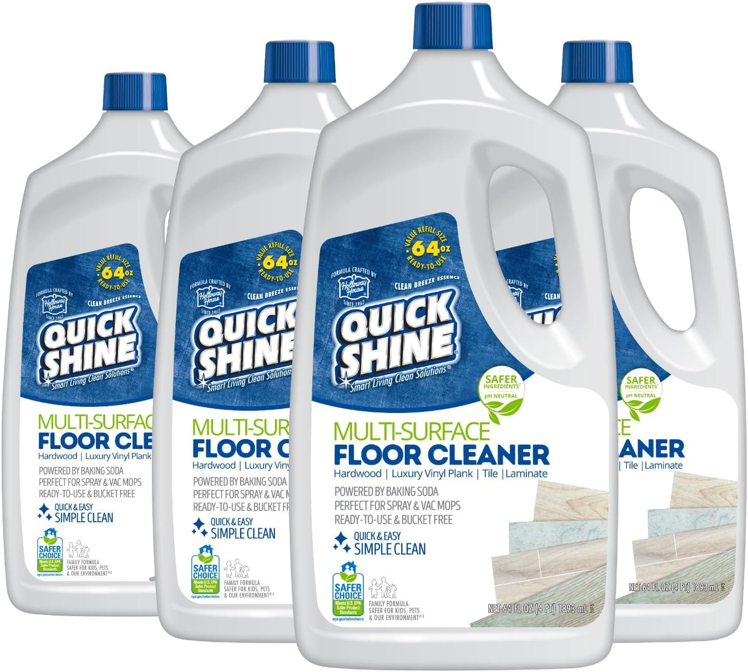 Quick Shine Floor Cleaner 64 Oz 4 Pack No Rinse Hardwood Vinyl Tile Cleaner
