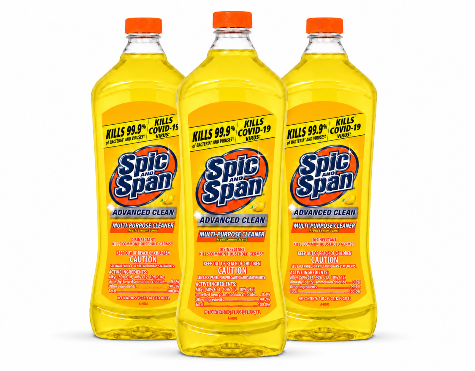 Spic and Span Lemon Multi-Surface Cleaner 34oz Liquid 3 Pack