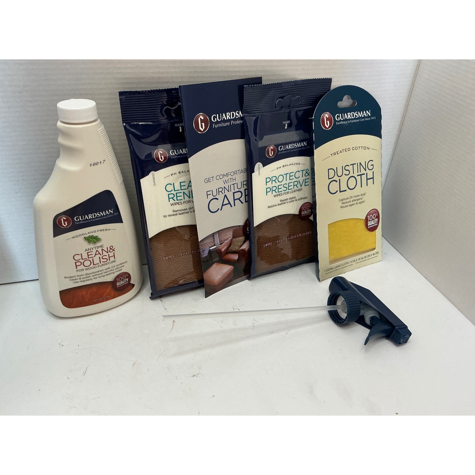 Guardsman Furniture Care Starter Kit Wood Polish Leather Wipes Dusting Cloth Set