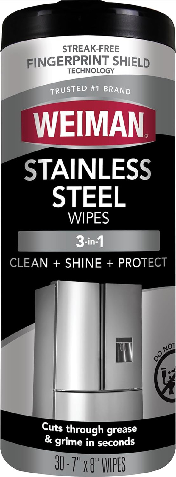 Stainless Steel Cleaner, 30 Count Cleaning Wipes, Removes Dirt, Grime, and Greas