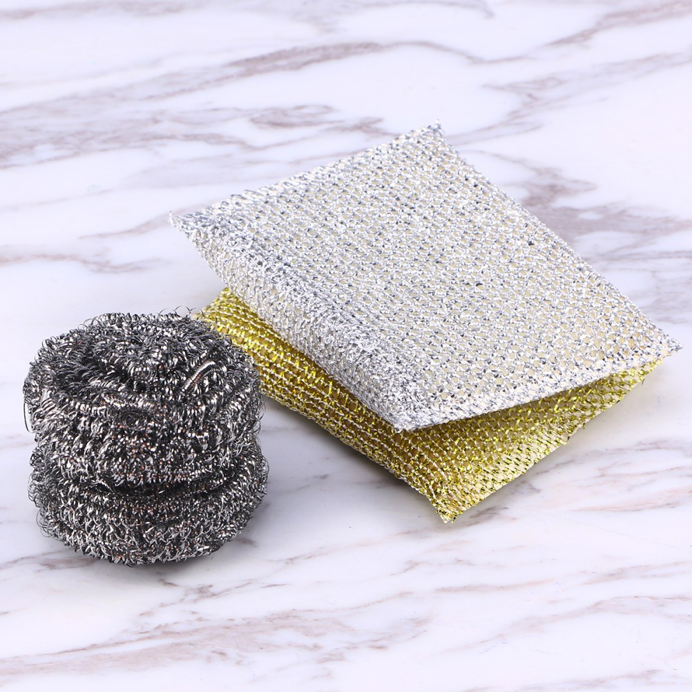 Stainless Steel Scouring Pads with Non Scratch Dish Washing Sponge Set