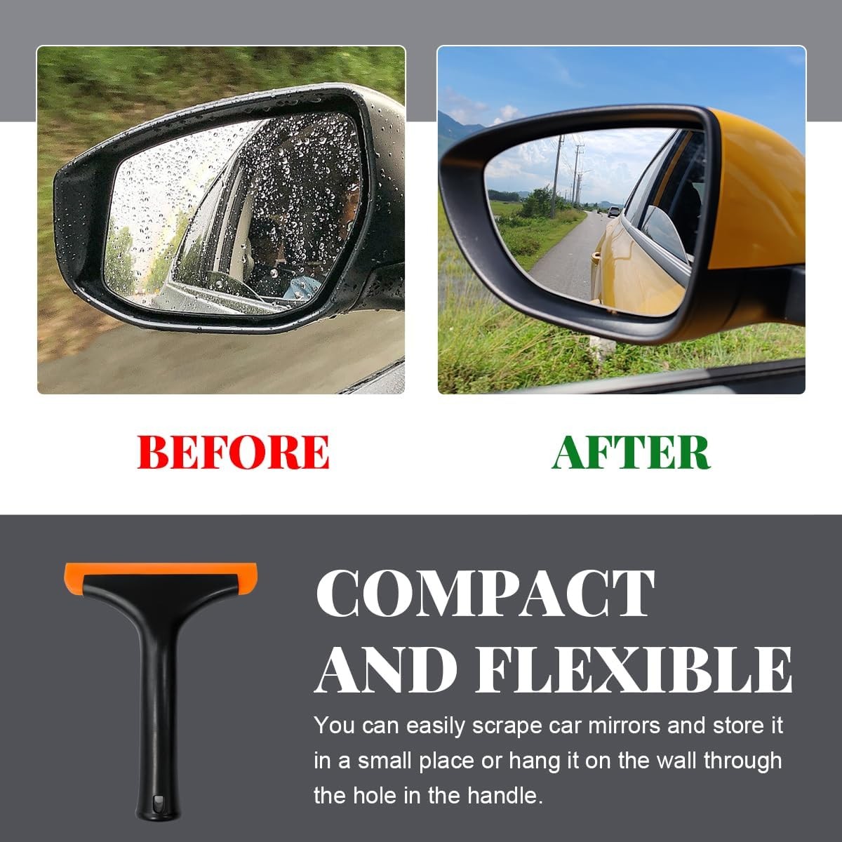 Small Rubber Window Squeegee Auto Windshield Water Blade Scraper for Car Home