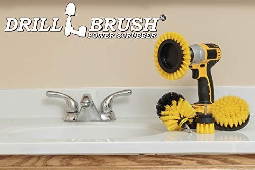 Drill Brush Attachments Bathroom Tile Grout Cleaning Yellow Nylon 4 Pc