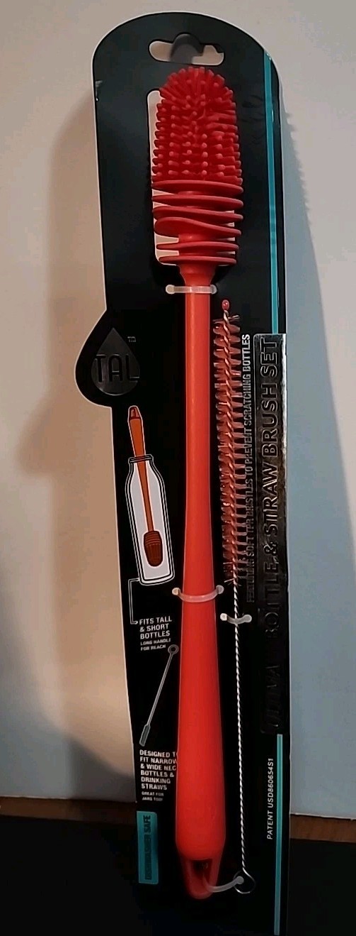 Tal Ultimate 2-Pc. Bottle and Straw Brush Set Navy NEW