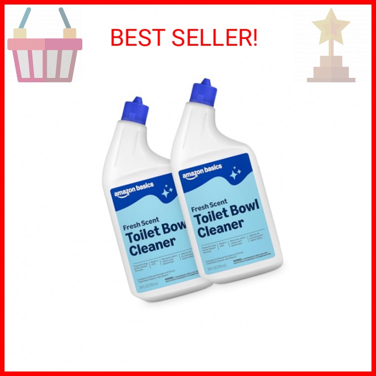 Amazon Basics Toilet Bowl Cleaner with Cling Action Formula, Bleach, Fresh Scent