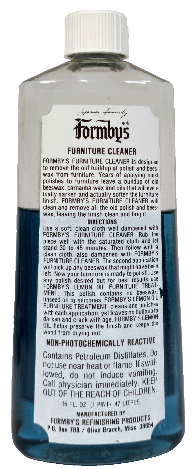Vintage Blue Furniture Cleaner & Wax Remover 16 oz Plastic Bottle-60% Full