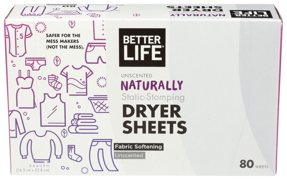 Better Life Sheets Dryer Unscented 80 Pc (Pack Of 6)