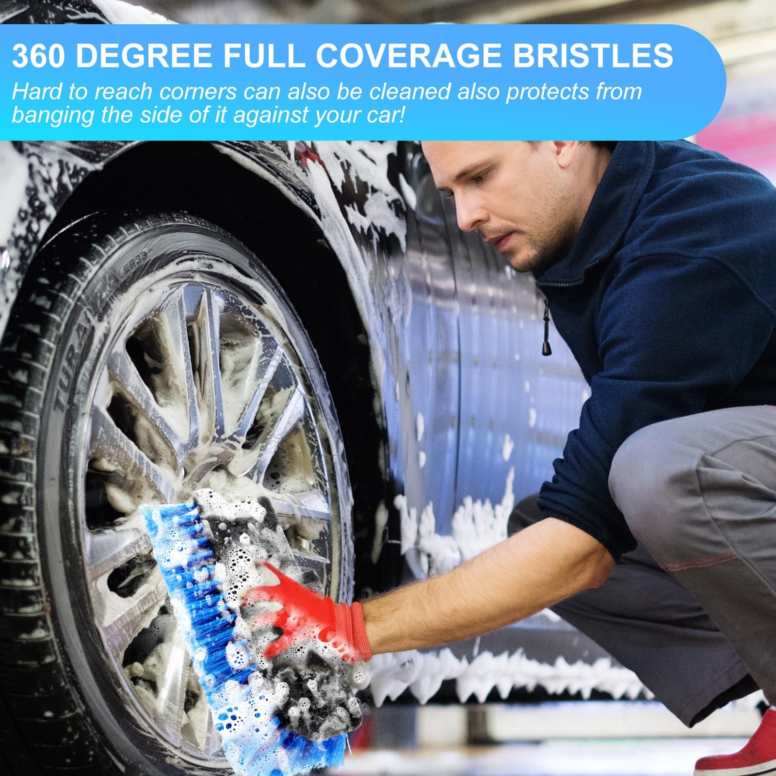 2 Pcs 10” Car Wash Brush Head with Soft Detailing Bristle Soft Fiber Car Was…