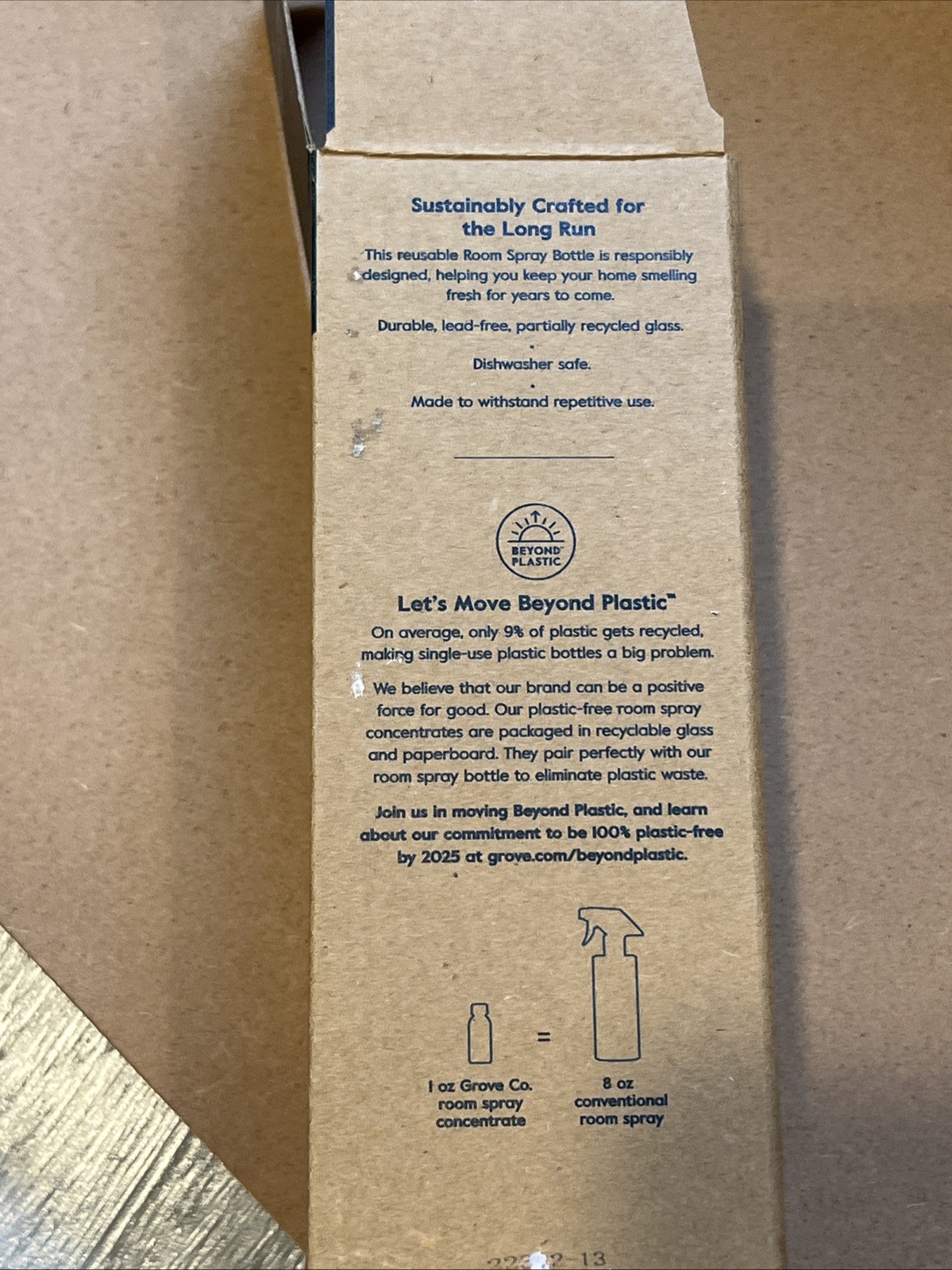 Grove co Reusable Room Spray Glass Bottle 8 Ounce New In Box