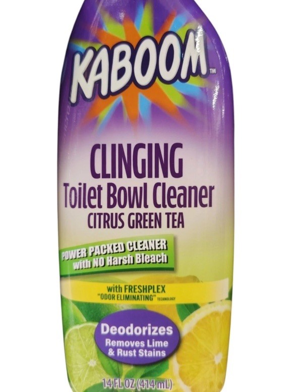 KABOOM Clinging Toilet Bowl Cleaner Green Tea Citrus Deodorizer 14.Oz 6 Bottles