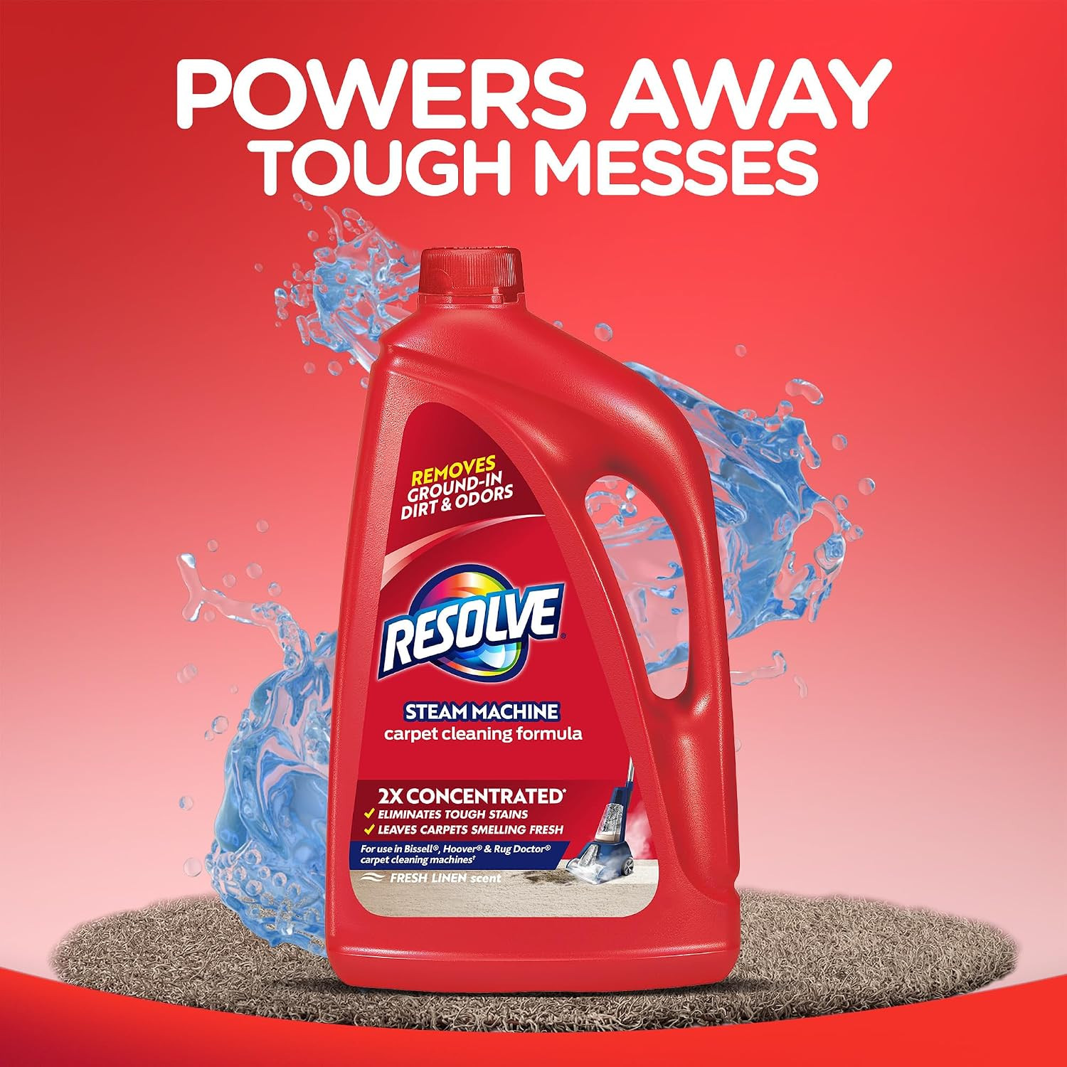 Resolve Steam Carpet Cleaner Solution Shampoo, 3.75 Lb Bottle, 2X Concentrate, S