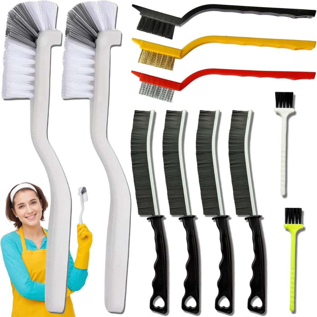 11Pcs Crevice Cleaning Brush Set Long Handle Gap Cleaner Bathroom Kitchen