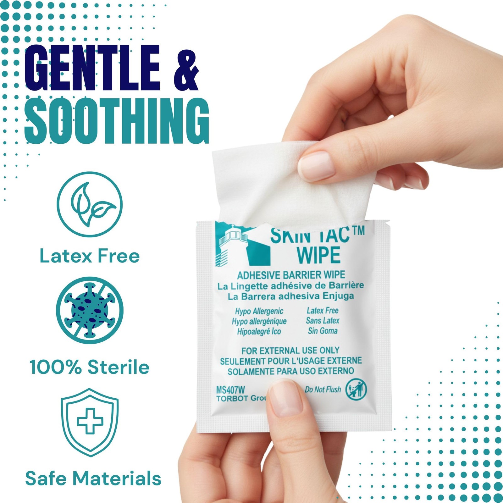 Skin Tac Adhesive Barrier Wipes – 50 ct Per Box – Pack of 2 Boxes