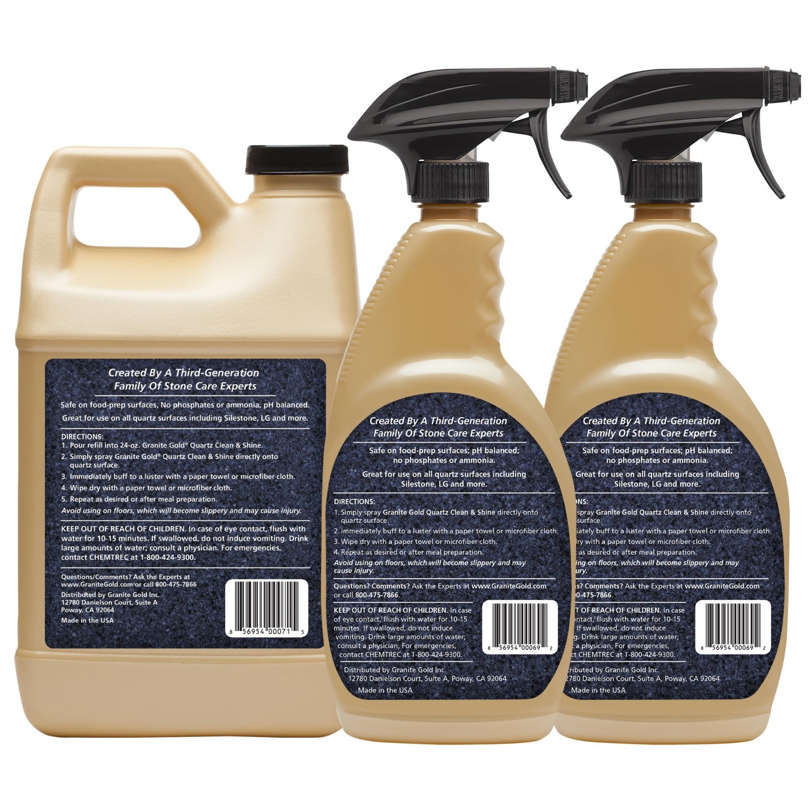 Streak-Free Quartz Cleaner & Polish – Deep Cleans All Quartz Surfaces, 64oz + 2x