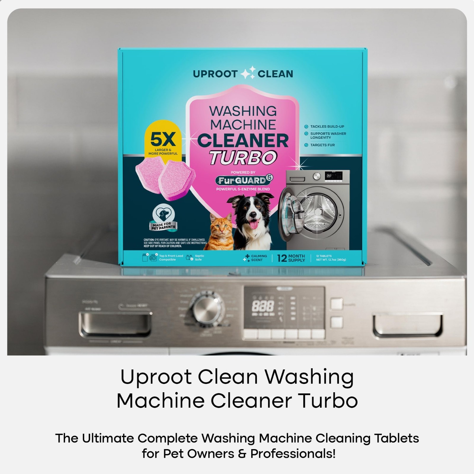 Washing Machine Cleaner Tablets – 12 Pack, 5x Stronger, Pet Safe, Removes Grime