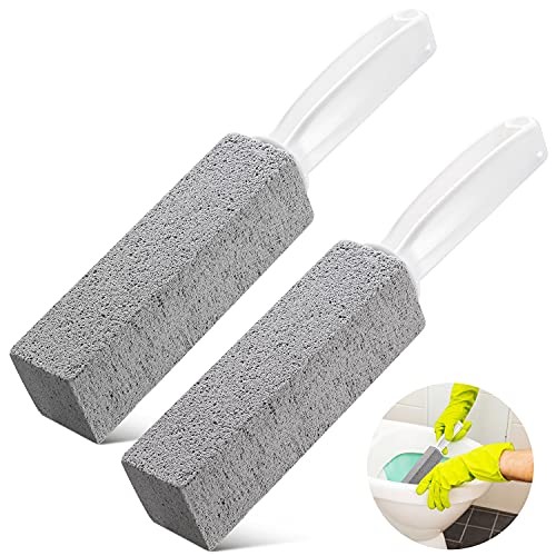 Kadden 2 Pack Pumice Stone Toilet Bowl Cleaner with Handle, Hard Short Handle