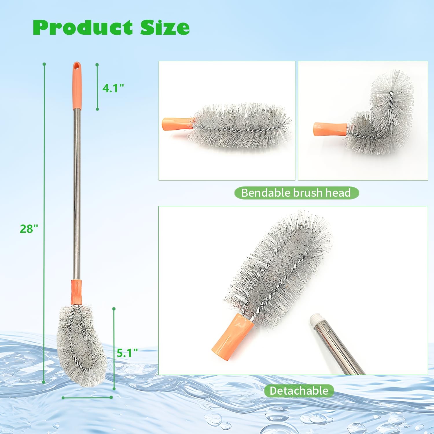 2-Pack Bucket Brush, Bottle Brush for Cleaning Extra Long Bottles, Gallon Jug