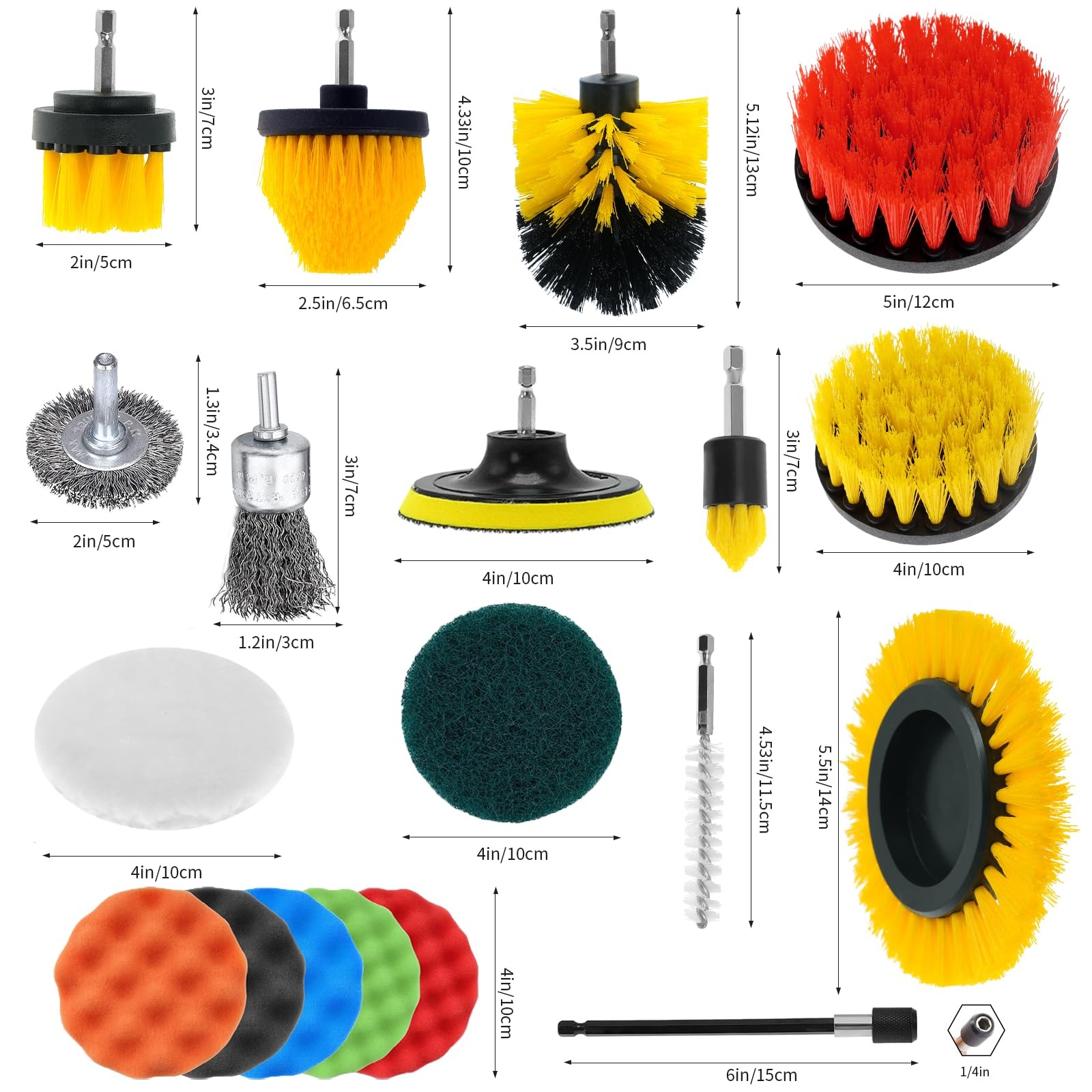 ETOUPA 48 Pcs Drill Brush Attachments Set, Scrub Pads & Sponge & Wire Brush f…