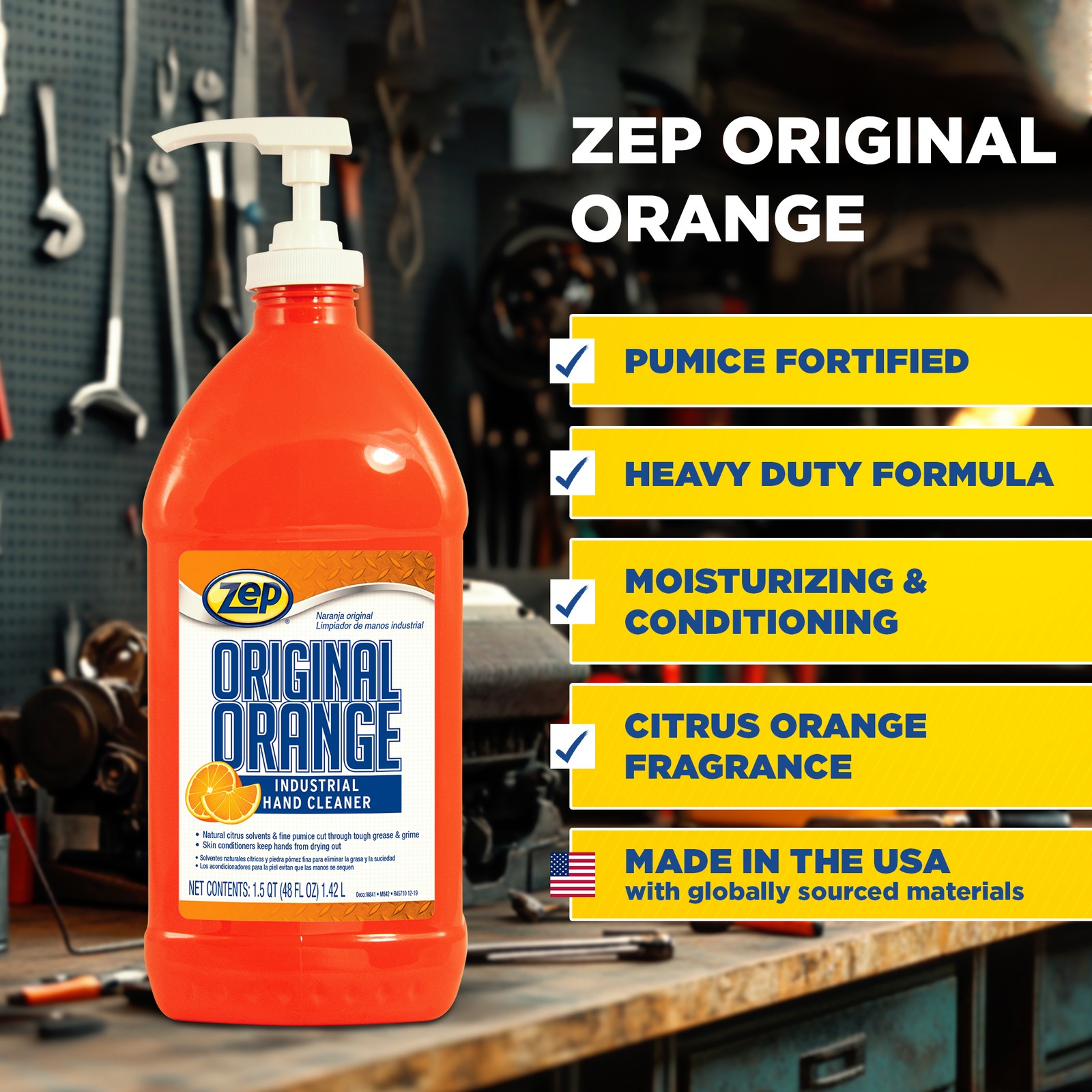 Zep Original Orange Industrial Hand Cleaner 48 Oz (Case of 6) – R45710- Contains