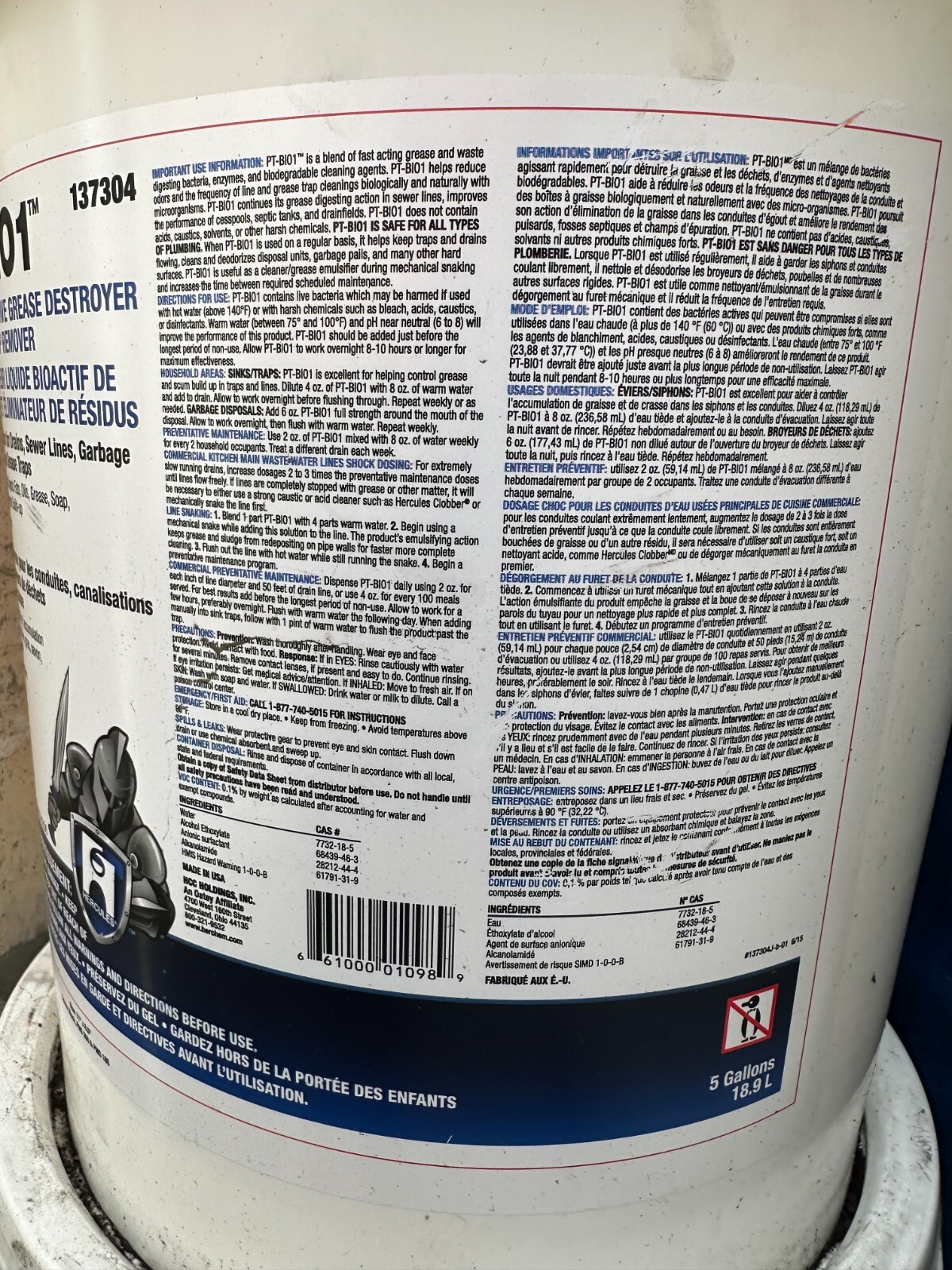 640 oz. Cloroben PT-BIO1 Liquid Bioactive Grease Destroyer & Build Up Remover