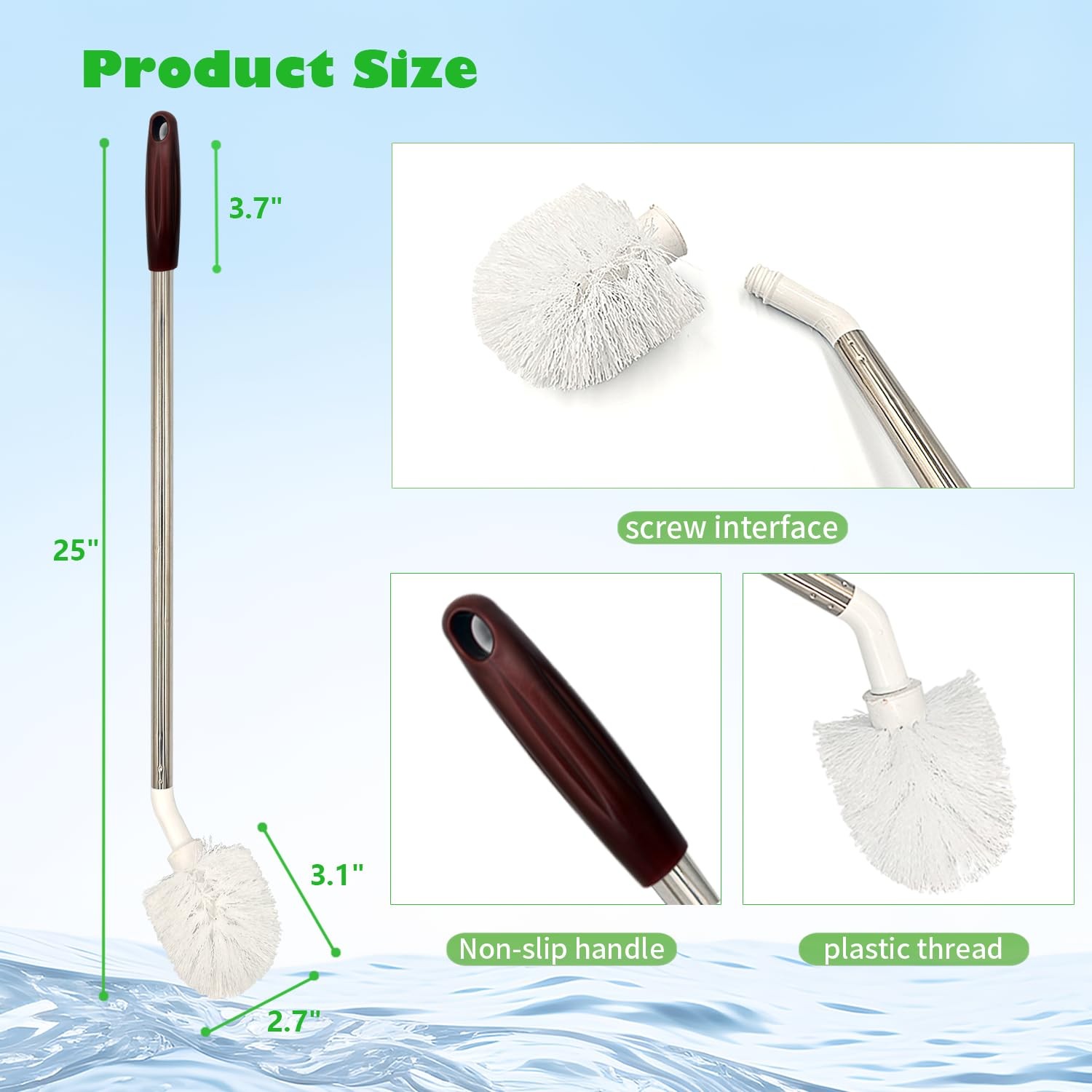 2-Pack Bucket Brush, Bottle Brush for Cleaning Extra Long Bottles, Gallon Jug