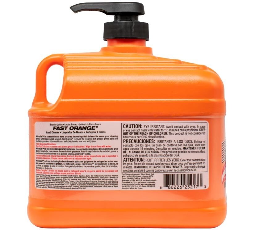 Fast Orange Permatex 25217 Pumice Lotion, Heavy Duty Hand Cleaner 64 Fl Oz-1pk
