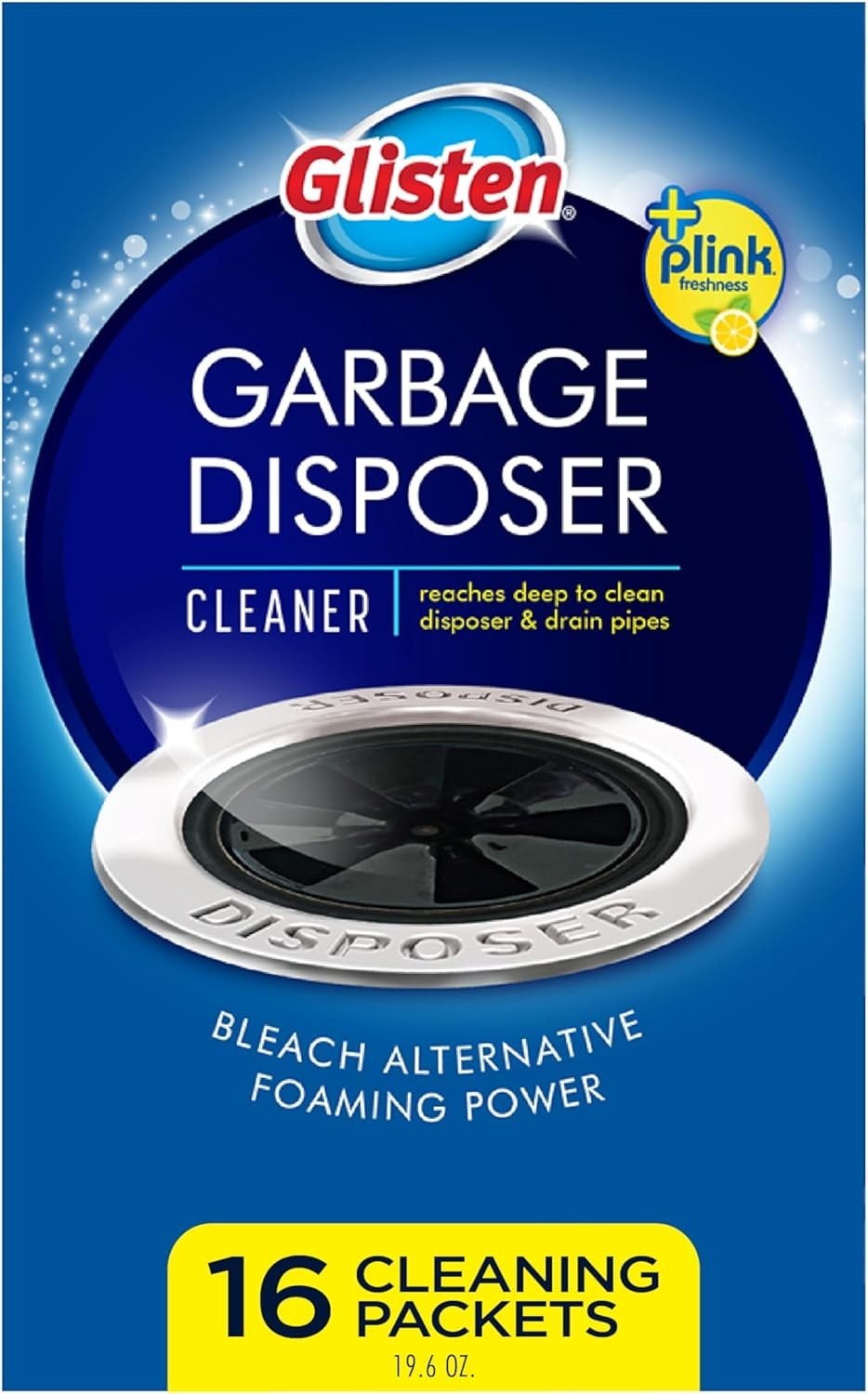 Lemon-Scented Garbage Disposer Cleaner – Foaming Action, 16 Non-Toxic Packets