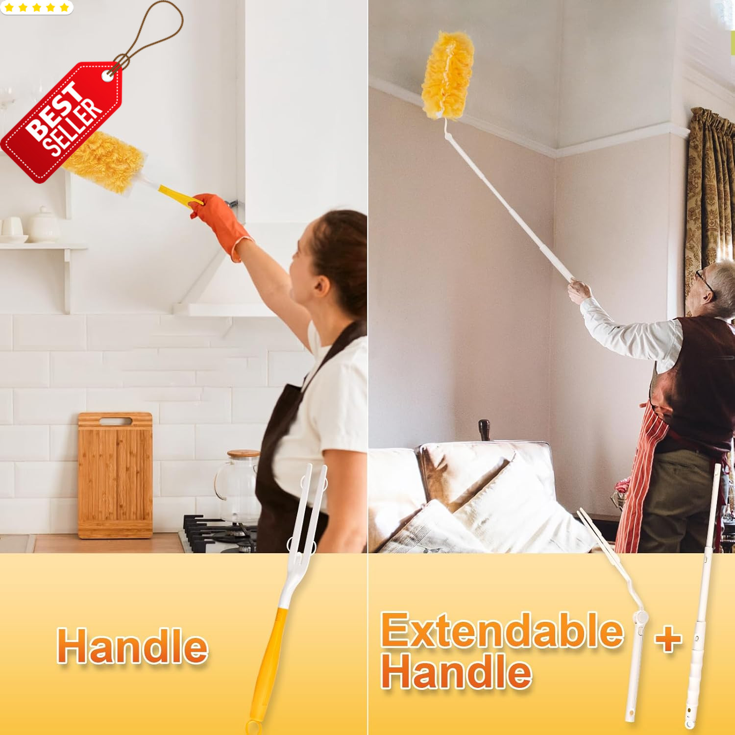 Heavy Duty Duster Refills 60ct 360 Dusting Kit with 3ft Extension Handle – US