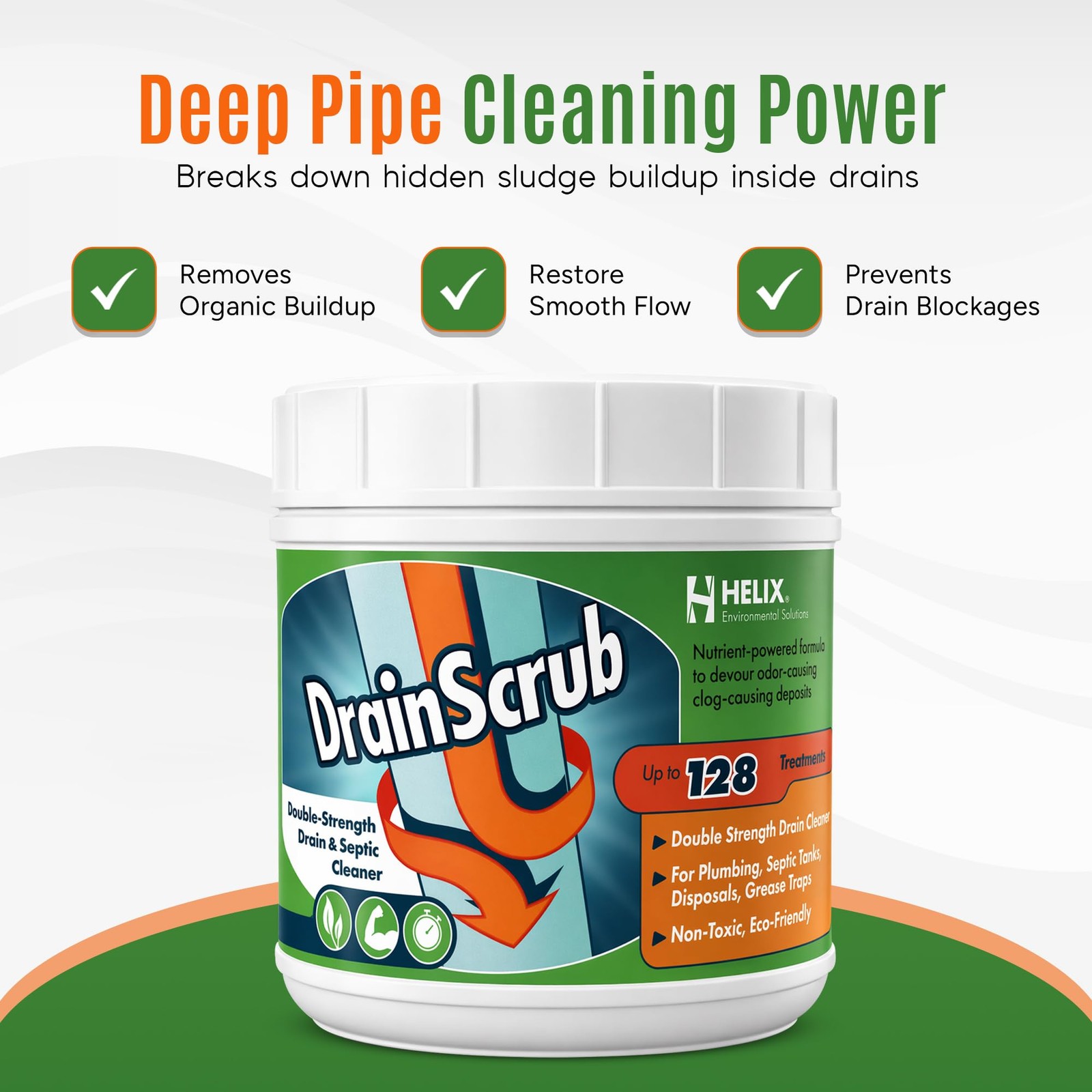 DrainScrub Powder Enzyme Drain Cleaner and Septic Treatment Environmentally F…