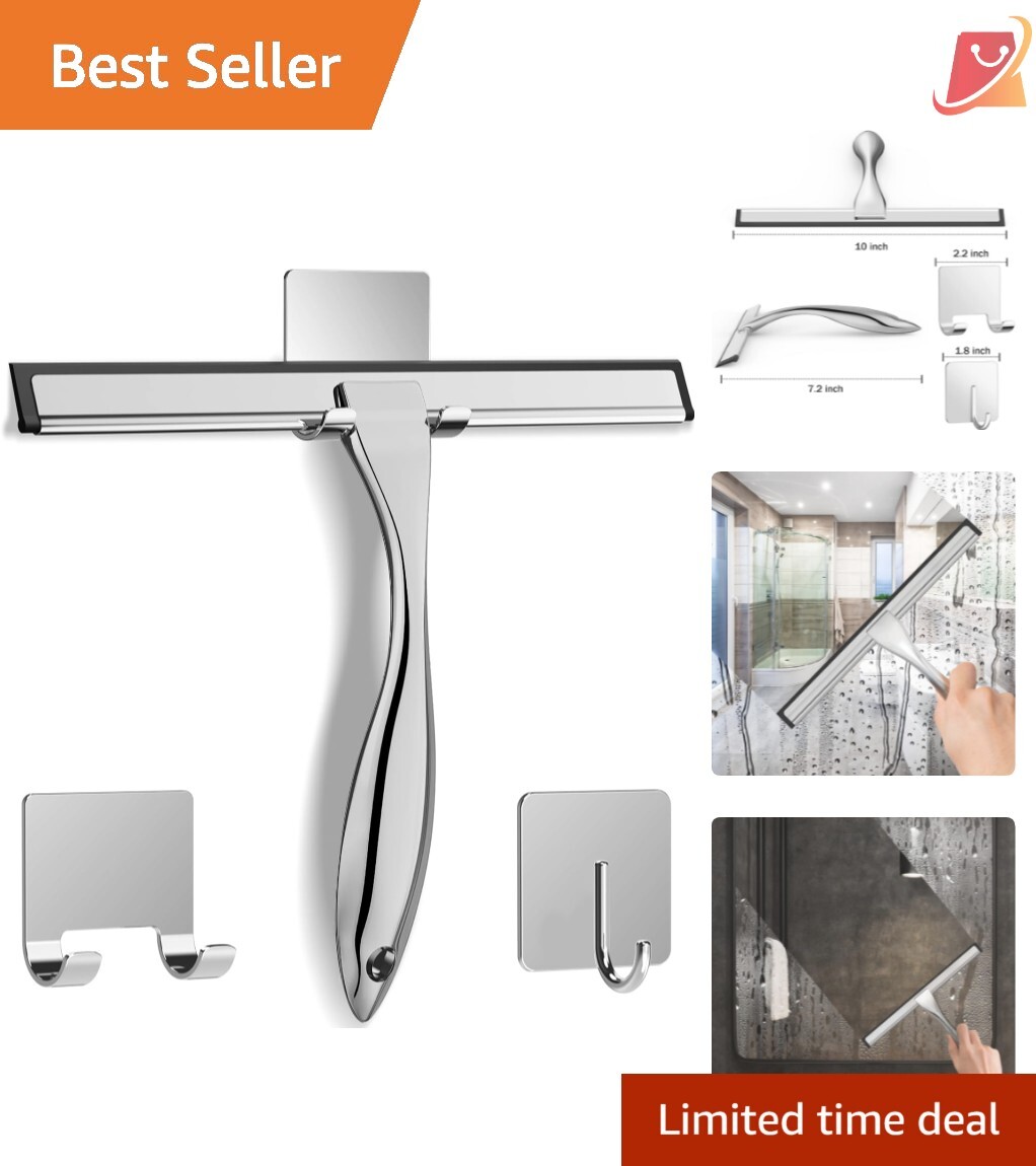 Effortless Silicone Blade Shower Squeegee for Glass Doors & Tile Walls – 10 Inch