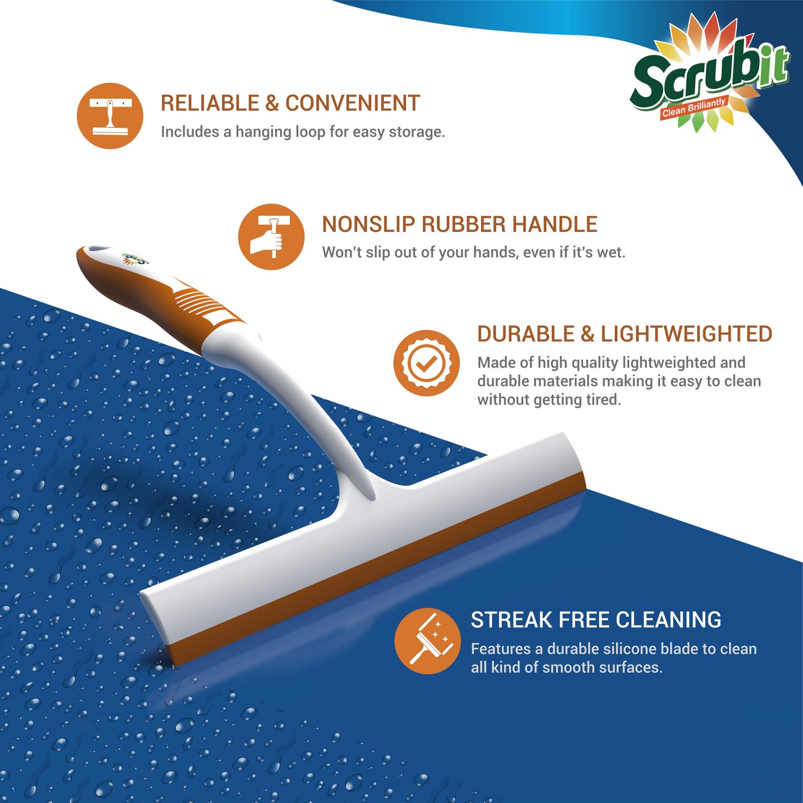 Window And Shower Squeegee Lightweight Squeegy Cleaner For Windows Glass Car Win