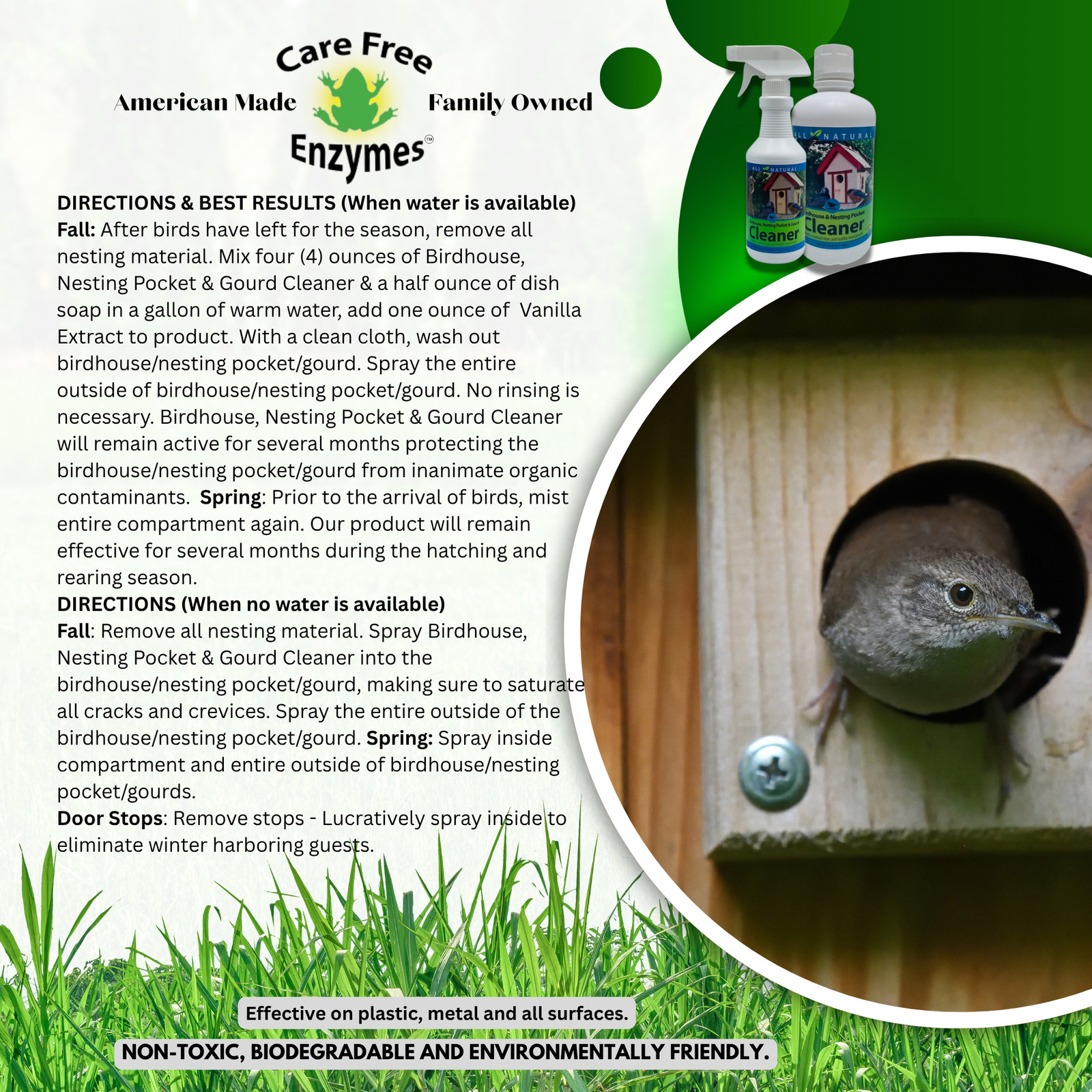 Natural Birdhouse, Gourd & Nesting Pocket Cleaner | Safe for All Nesting Birds |
