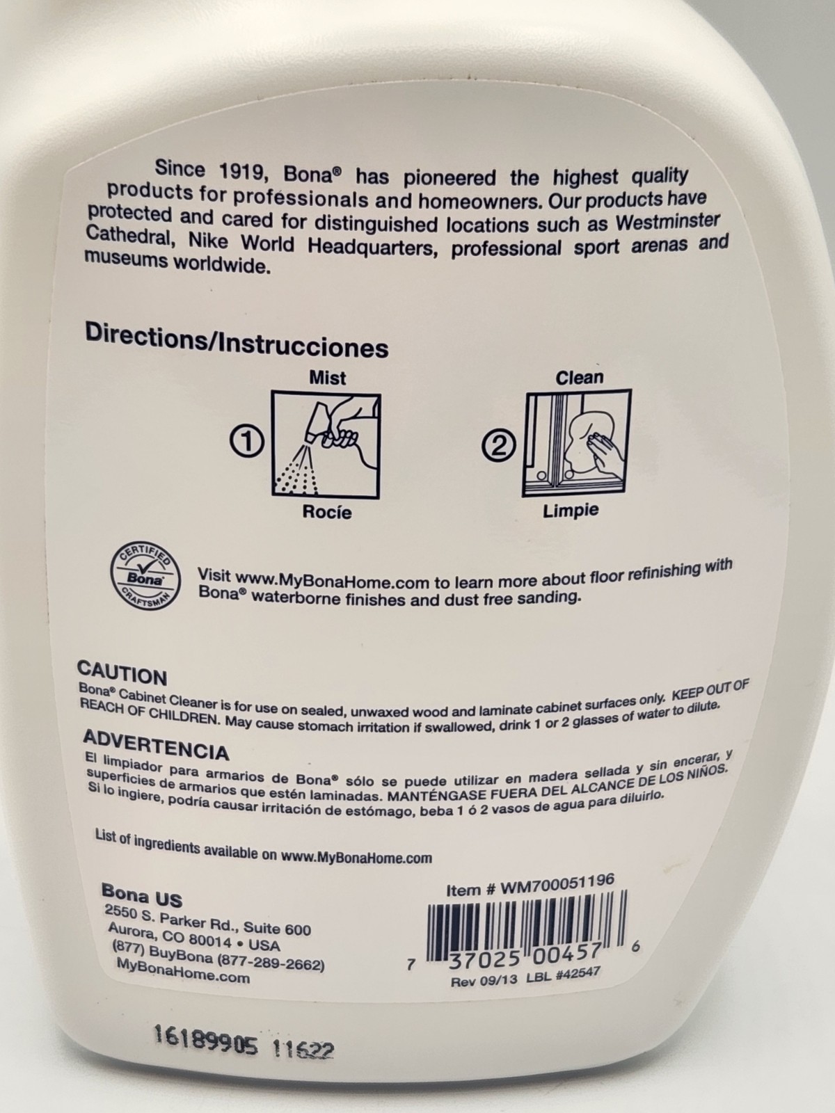 Bona Wood Cabinet Cleaner 32 fl oz Trigger Spray Discontinued #42547