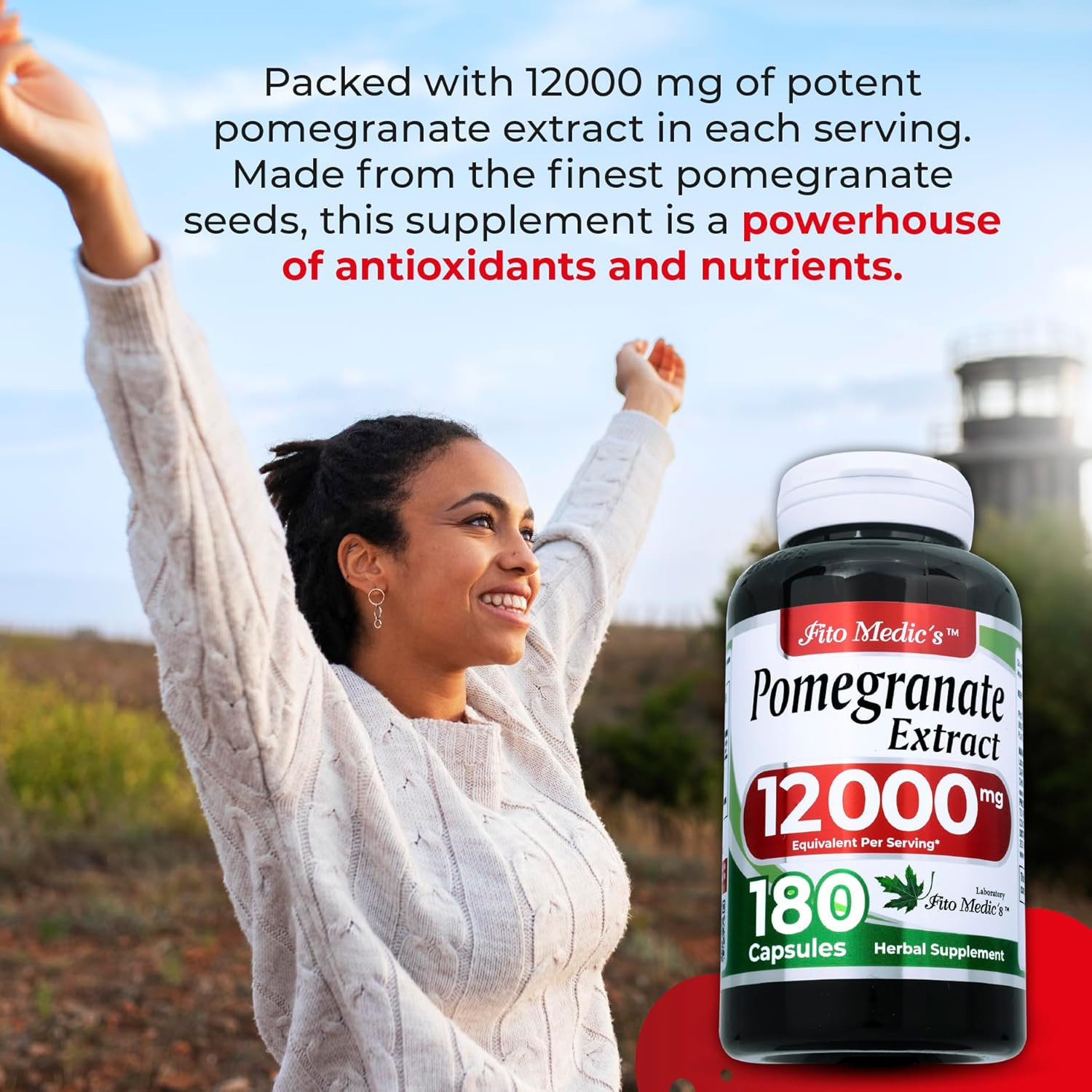 Pomegranate | Pomegranate Extract | 180 Capsules Concentrate Extract | Herbal Su