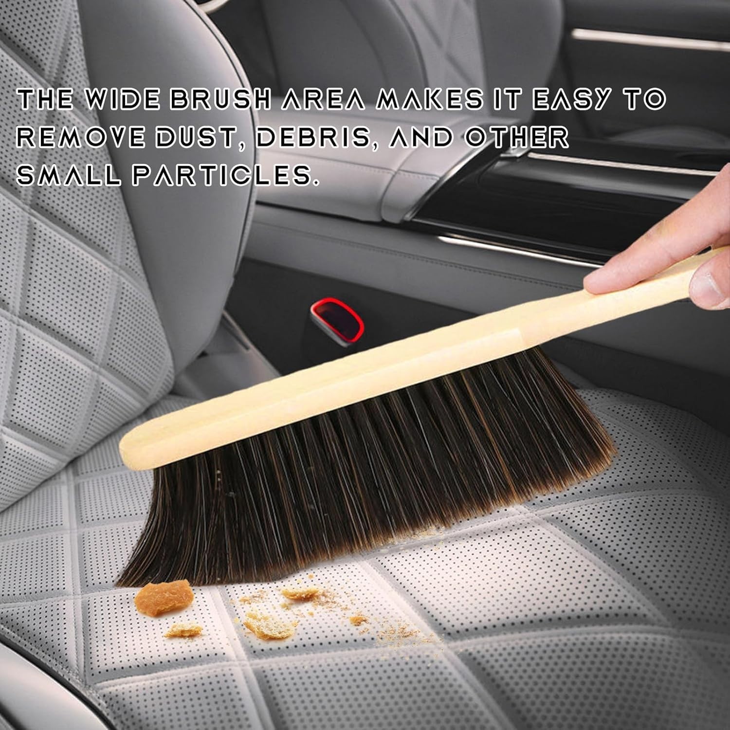 Wooden Dust Brush, 14 Inch Bench Brush Horse Hair Brush Hand Broom Counter Duste