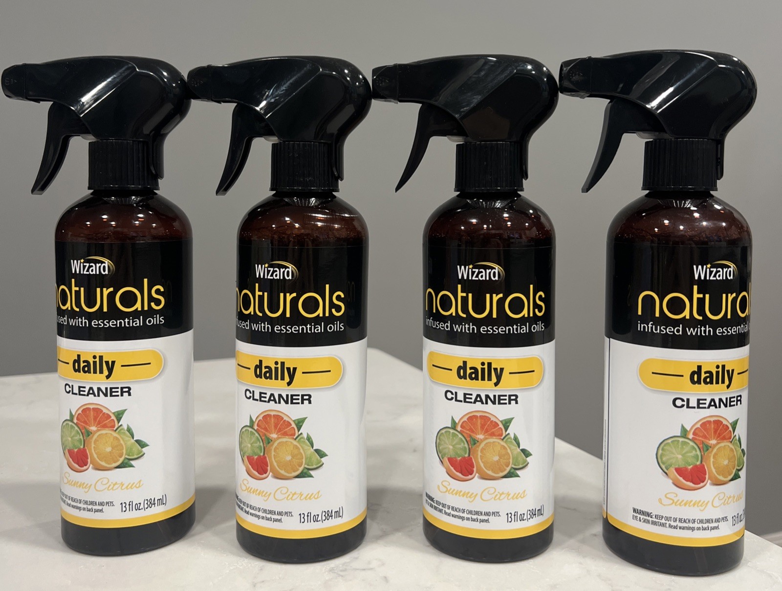 4x Wizard Naturals In W/Essentials Oils Daily Cleaner Sunny Citrus 13oz New DBF