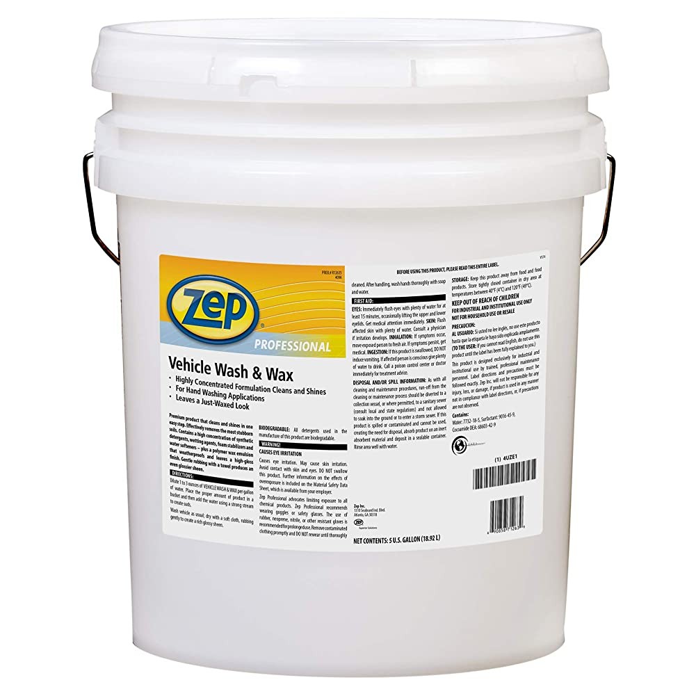 Zep Vehicle Wash and Wax – 5 Gallon (1 Bucket) 1041582 – Leaves A Waxed, Shiny,